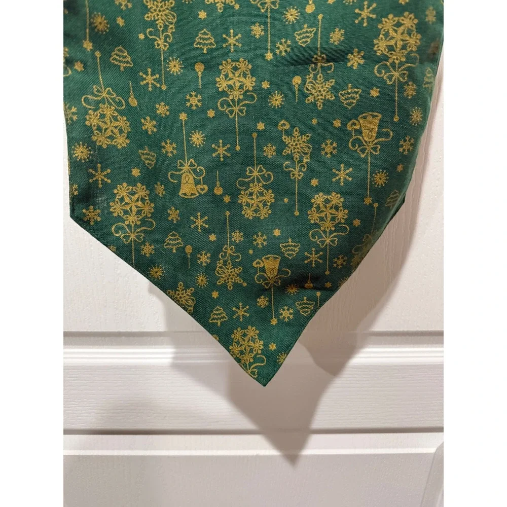 Green and Gold Christmas Table Runner Snowflake Bell Tree Holiday Decor 9x60